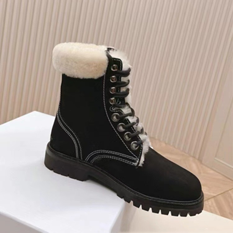 Stivali corti piatti da donna con punta tonda e stringati color cammello nero Donna Botas Mujer