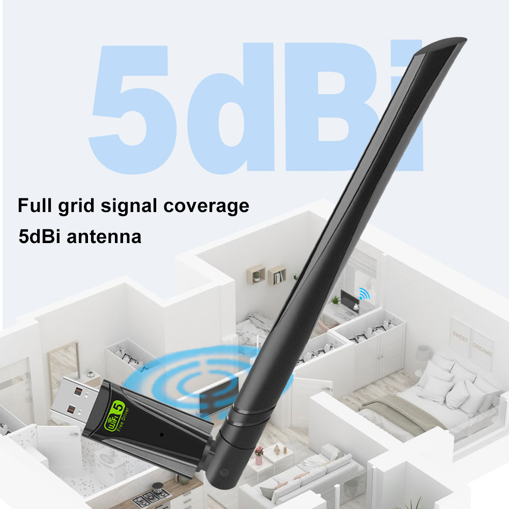 650Mbps USB WiFi Adaptör Alıcı 5DBI Hariç Anten Çift Bant 2.4GHz 5GHz 650m Kablosuz Ağ Kartı Fişi ve Masaüstü Dizüstü bilgisayar için oynat