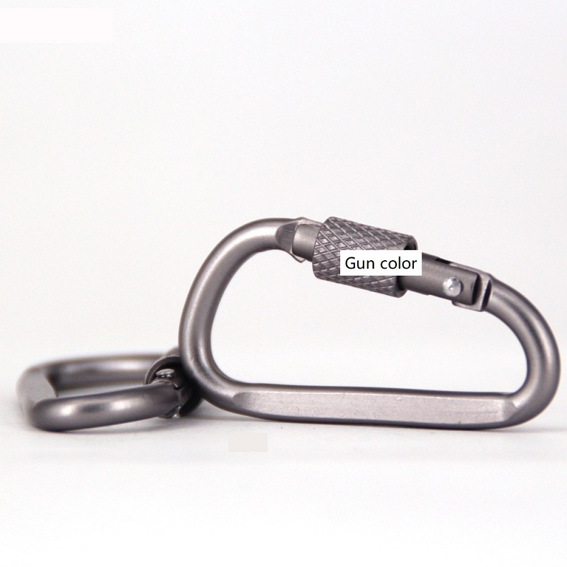 Locking Carabiner Clip with Screw Gate D Shape Spring-Loaded Gate Aluminum Keychain Gate Buckle for Home Rv Camping Fishing Hiking Traveling and Keychain