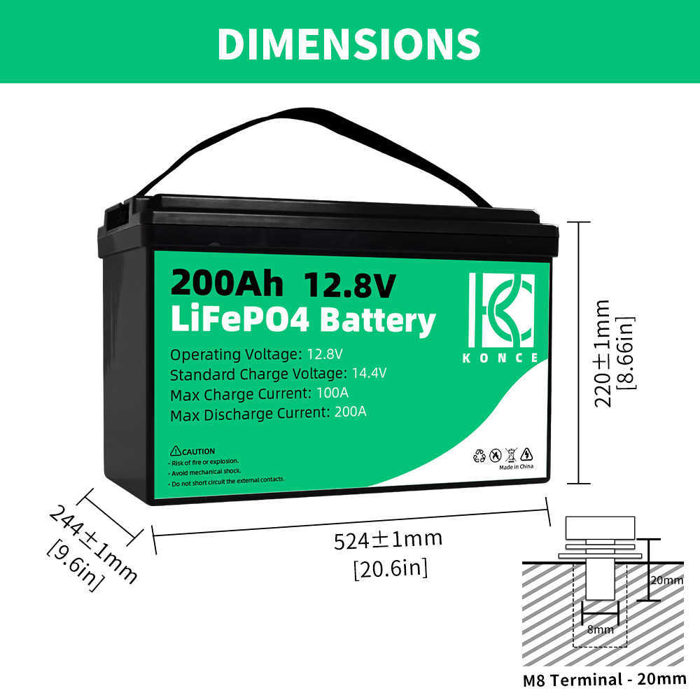 12V 200AH LifePo4 Battery Pack Grad A LifePo4 Inbyggd BMS för RV Home Golf Carts Trucks Fishfinder Boats Electric Power System