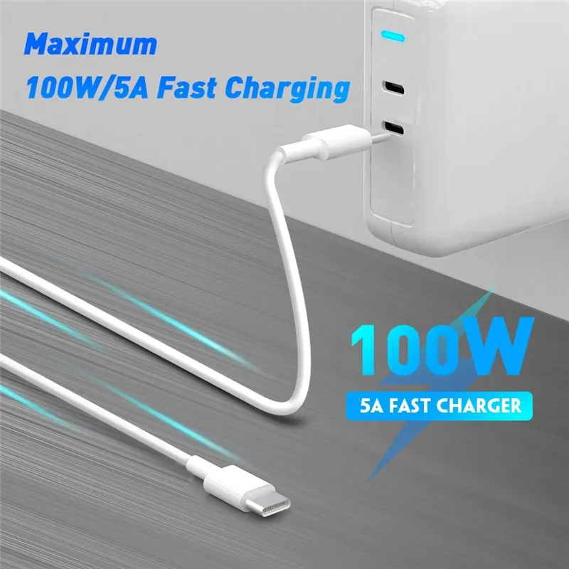 1M 2M PD 100W USB C إلى USB C شحن كابل لشركة MacBook Pro 96W 87W 61W 13 15