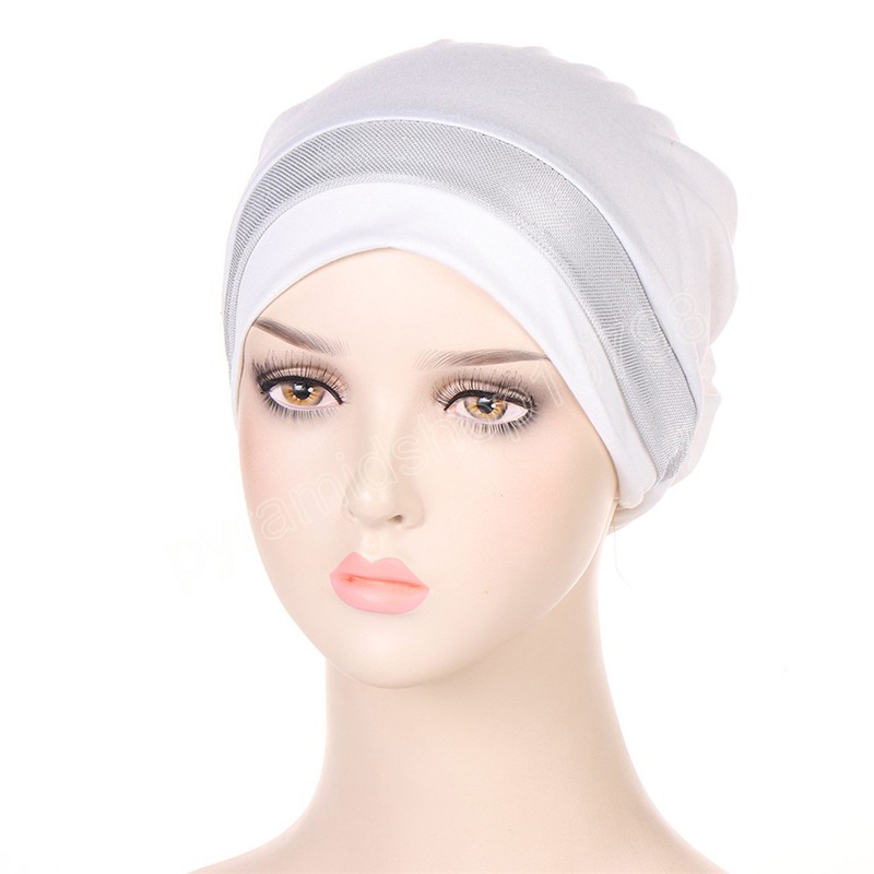 Scintillio Lucido Donne Musulmane Cofano Hijab Underscarf Tappo Interno Chemio Turbante Perdita di Capelli Cappello Islam Lady Copricapo Sciarpa Avvolgente Testa