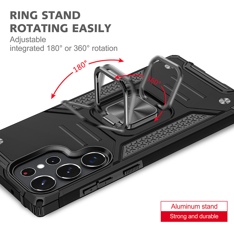 Casos de telefone de armadura híbrida de kickstand com tampa traseira do portador de metal para Samsung S23 S22 Ultra A54 A14 A34 IZESO