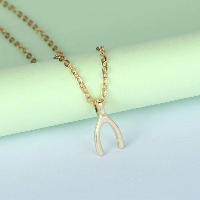 dainty gold silver wish bone bone pendentネックレス