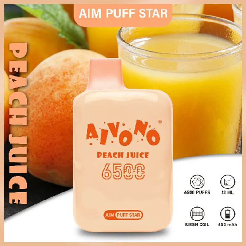 Einweg-Vape AIVONO Aim Puffstar 6500 Puffs 0% 2% 5% 13 ml Mesh Coil Pod Batterie wiederaufladbar 650 mAh Vape E Cigs Pen 10 Geschmacksrichtungen verfügbares Gerät