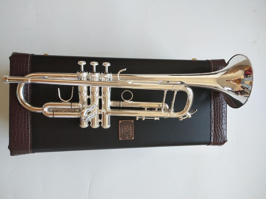 Najlepsza jakość B Flat Trumpet Silver Silver Oryginalny LT180S-37 Trąbowy instrument muzyczny Profesjonalnie ocenia