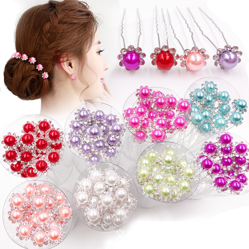 Femmes Bridal Wedding Crystal Diamante Flower U Shape Hairpin Clip Barrets Sticks Hair Braider Styling Tools ACCESSOIRES