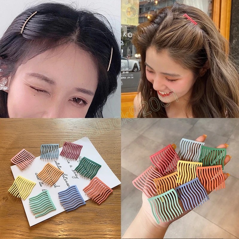 Новые Comb Hair Clips Женщины металлические шпильки девушки с твердым цветом боковые челки зажимы Barrettes ежедневные вечеринки аксессуары для волос головных уборов