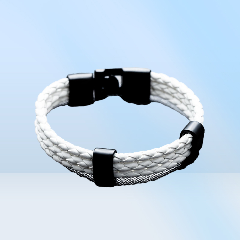 Det billigaste flerskikts äkta PU -lädermännen armband kreativt titanstål läder armband rostfritt stål charm bang7464379