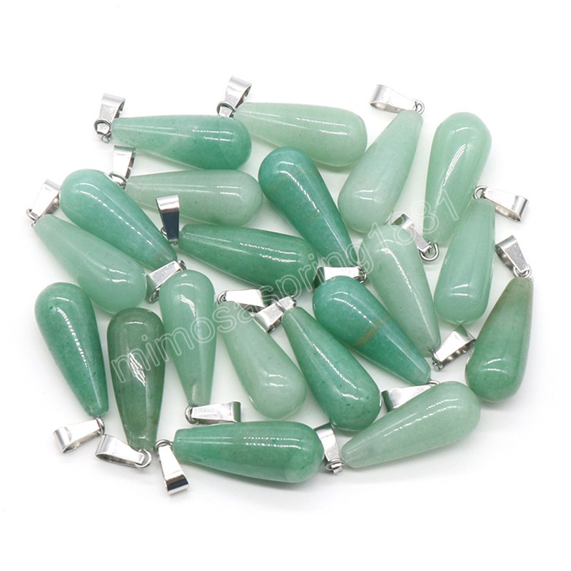 Pingente de pedra natural amarelo jade ágata verde aventurina cristais de cura encantos para fazer jóias colar brincos diy