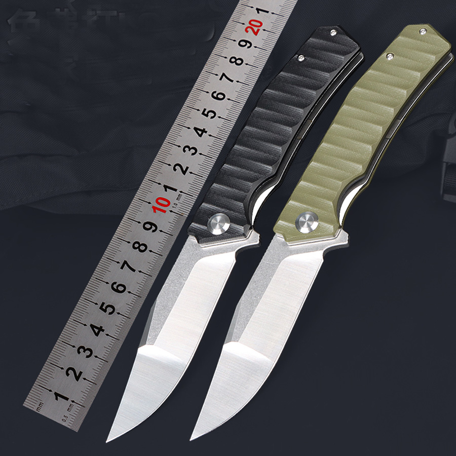 New M7670 Flipper Folding Knife D2 Satin Drop Point Blade G10 Handle Outdoor Camping Hiking Ball Bearing Fast Open EDC Pocket Folder Knives