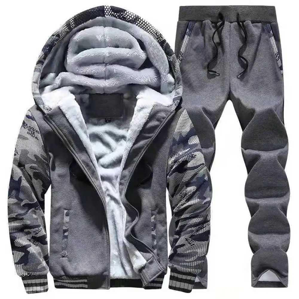 Erkek Hoodies Sweatshirts Erkek Kamuflaj Sweatlesuit Sport Hoodies Pantolon İki Parça Set Açık Hava Spor Takım Elbise Taktik Giyim