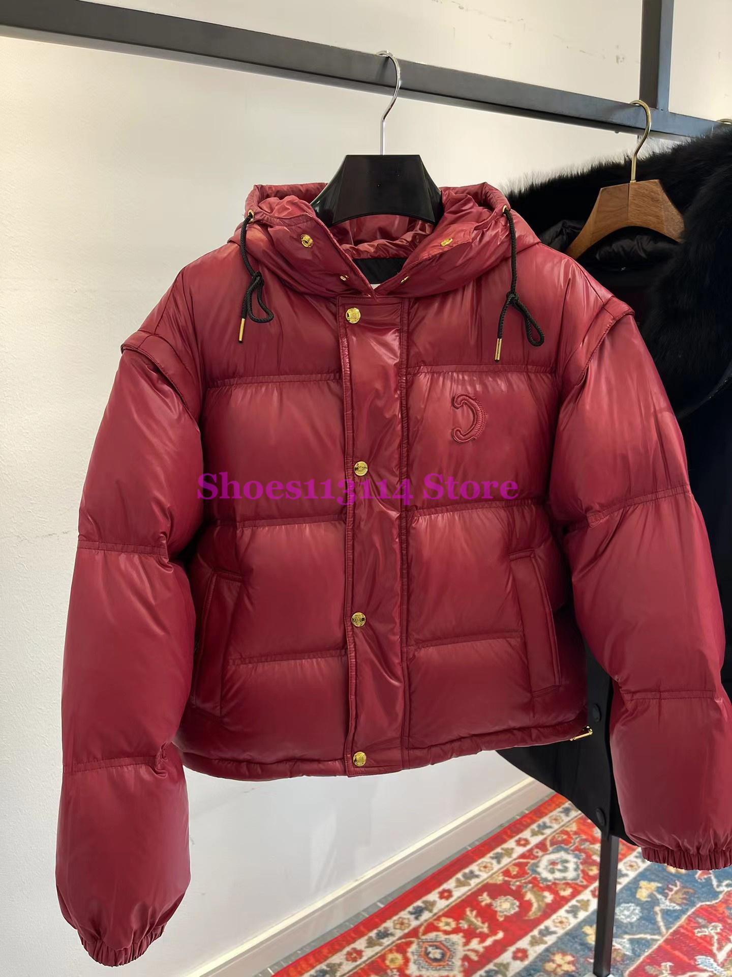 Dikke dames bontdonsjassen dames herfst winter warme jassen donsjack met capuchon zwart rood voor dames bovenkleding parka's effen revers warmte buitenjas