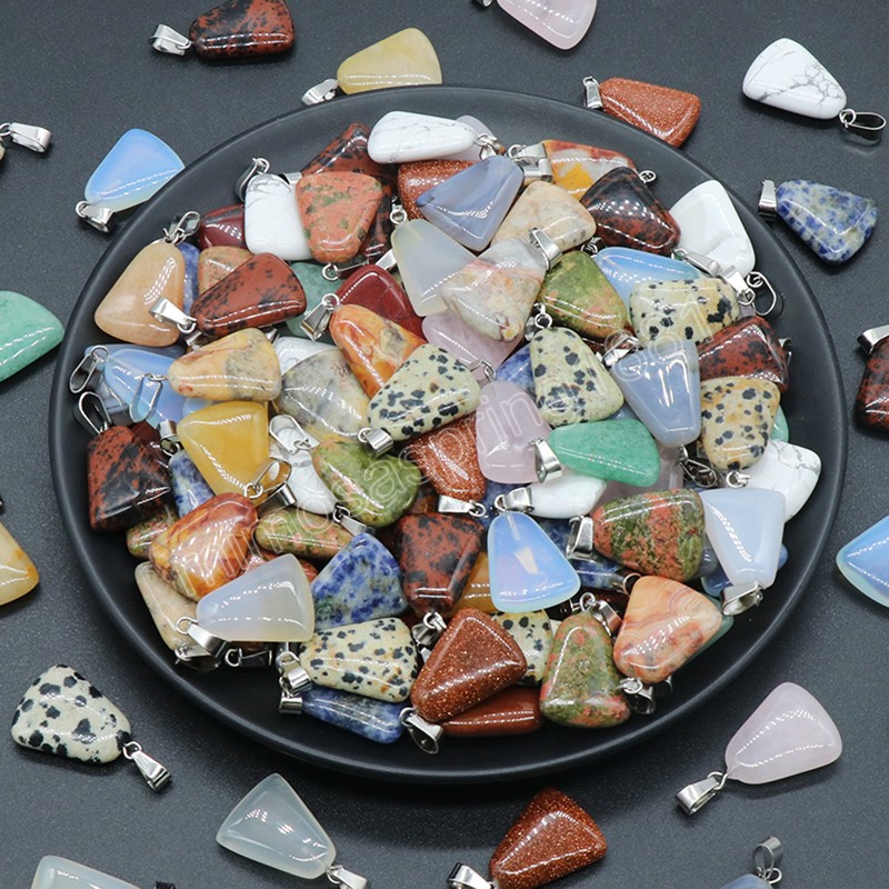 Привязки натуральных камней розовые Quartz Trapezoid Healing Crystals Stone Charm
