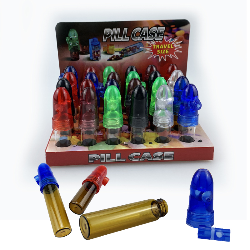 Glass Snuff Bullets Snorter Bottle Smoking Pipes Pill Case Containers Kit Portable Sniff Pocket Durable Snuffer Mix Color Snort Storage