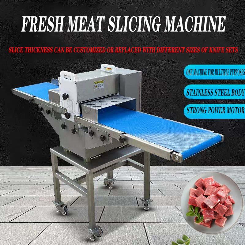 Máquina de corte de carne fresca 4-100mm, filé de frango, carne de porco, barriga, máquina de corte de dados para frango, aves, carne