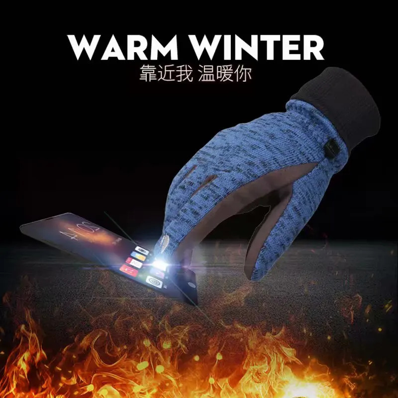 Sports Knitted Gloves Unisex Phone Screen Winter Autumn Warm Wool Cashmere Solid Gloves Mitten Gloves (7)