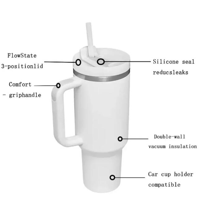 미국 재고 한정판 물병 코스모 핑크 대상 레드 40oz Quencher H2.0 컵 여행용 자동차 머그 컵 컵 발렌타인 데이 선물 1 : 1 로고 gg0111