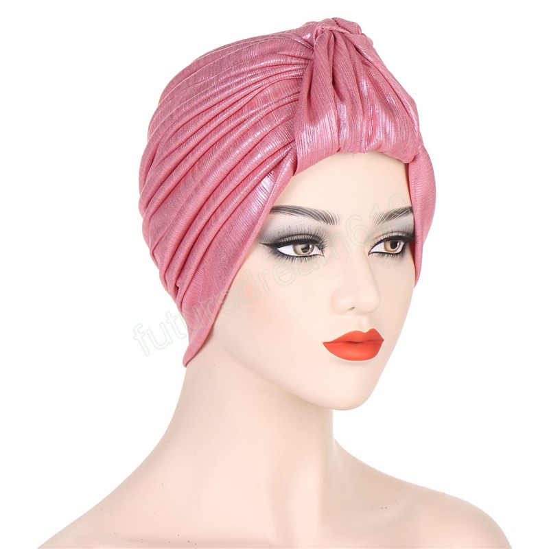 Glitter Women Turban Chemo Cap plisowane francuskie głowice Owidcze Bonnet muzułmańskie turbany hidżab