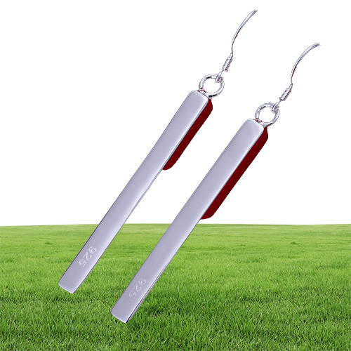 Romantic Earrings Silver Plated Hanging Long Straight Strip Pattern S925 Silver Novel Designed Earring Jewelry Anniversary Gifts P3252307