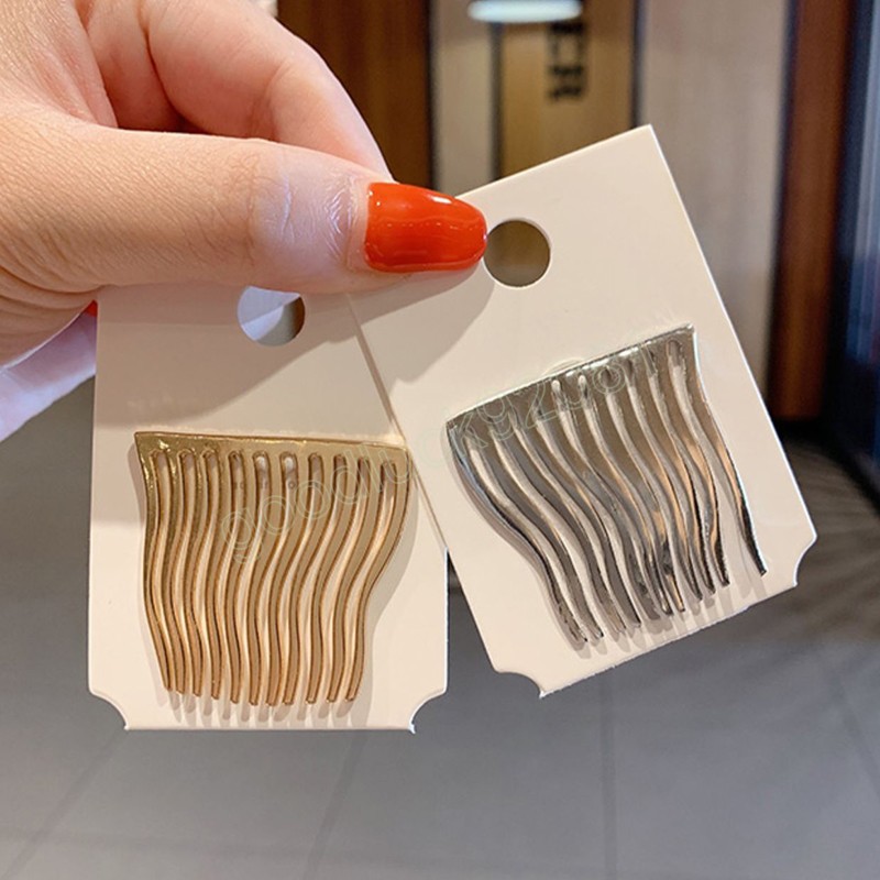 Новые Comb Hair Clips Женщины металлические шпильки девушки с твердым цветом боковые челки зажимы Barrettes ежедневные вечеринки аксессуары для волос головных уборов