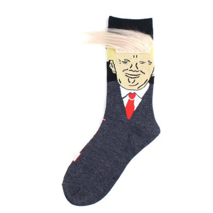 MOQ Kobiety mężczyźni Trump Crew Socks Yellow Hair Funny Cartoon Sports Socks