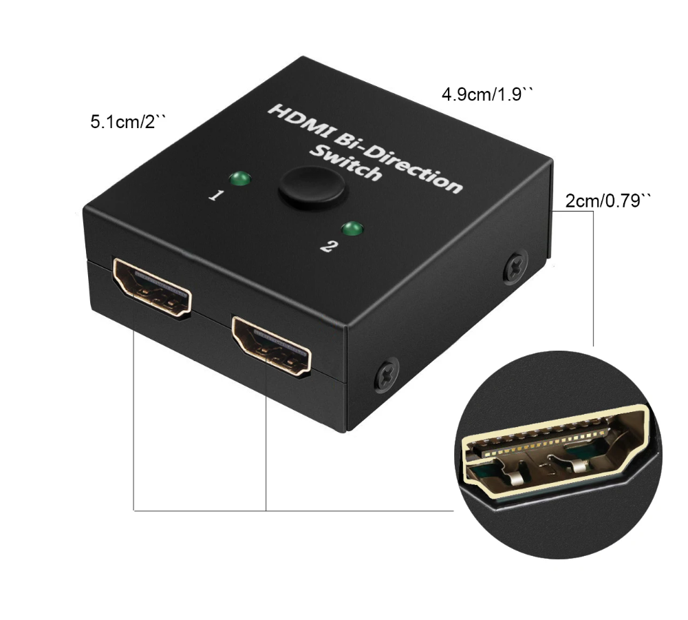 HDMI Switch BI-Direction 2.0 HDMI Splitter 1x2/2x1 Adapter 2 in 1 Out 1 in 2 Out Out for TV Box HDMI 4K Switcher