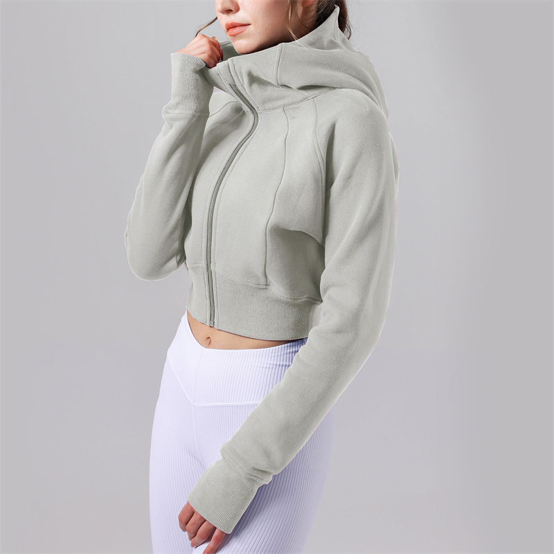 lu Womens Yoga Jacket Hooded Long Sleeves Outfit Solid Color Full Zipper Gym Jackets Shaping Waist Fitness Jogger Outfit Sportswear For Lady BFJ5004