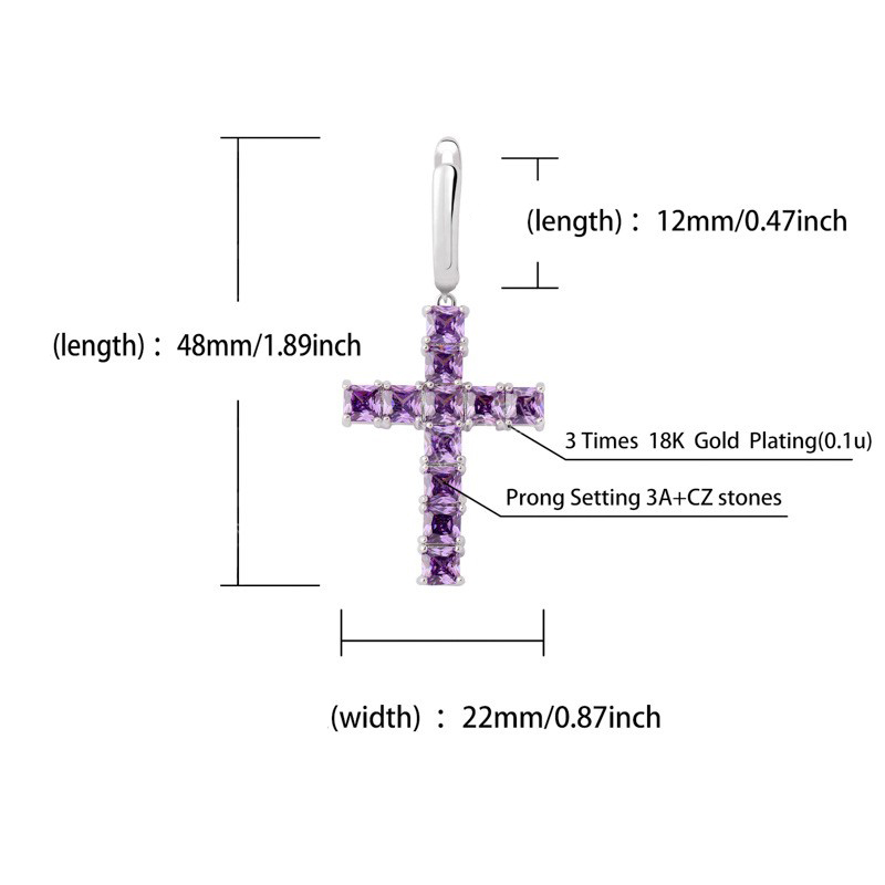 Swobodny krzyżowy kształt kropli kolczyki mikro brukanie sześcien cyrkonu mężczyźni kobiety purpurowe złote srebrne kolory krzyżowe kolczyki krzyżowe