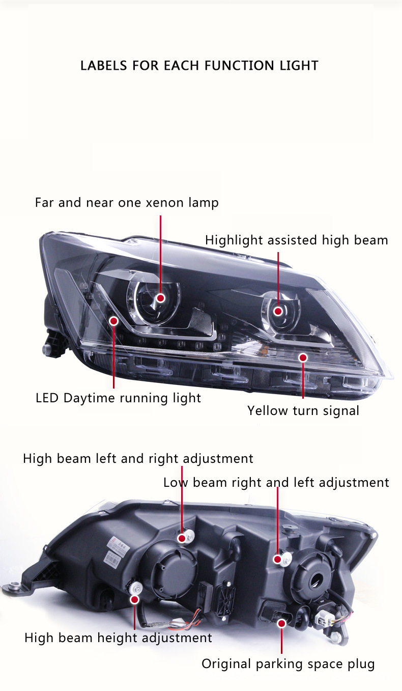 Ensemble de phares LED de voiture, banderole dynamique, clignotant jaune, lampe avant pour Volkswagen Santana 13-15, feu de jour, lampe au xénon