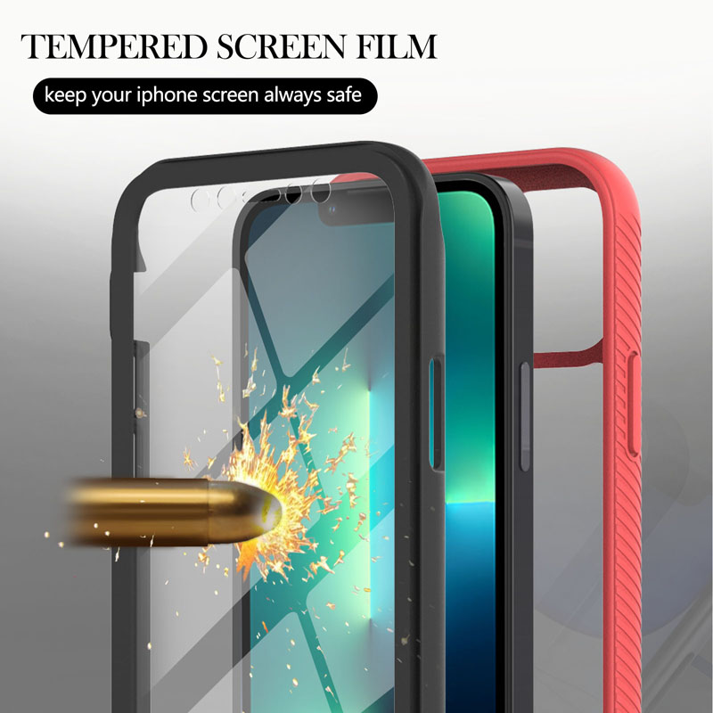 360 Full Shockproof Cases For iphone 15 14 13Pro Max XS XR 8 7 Plus 2in1 Bumper Hybrid Layer Rugged Clear Hard PC Plastic Soft TPU Front Back Cover