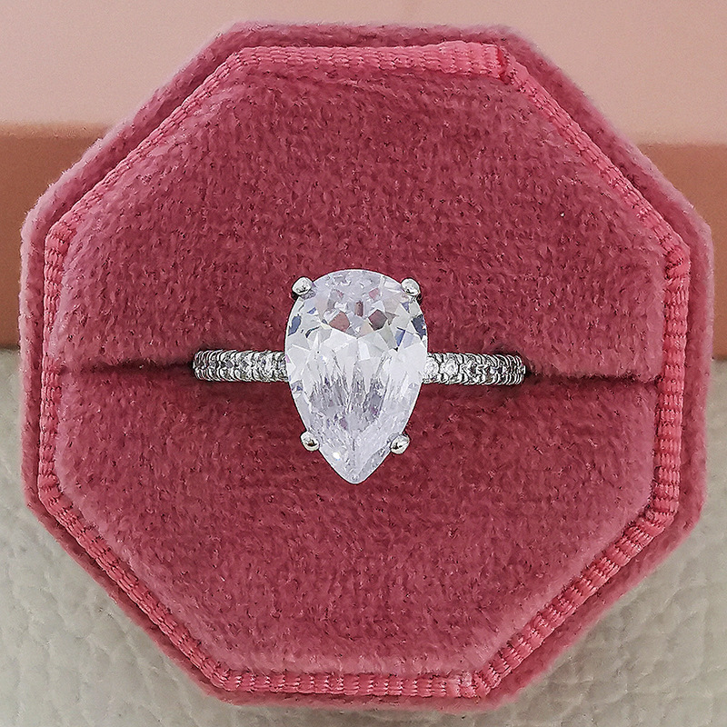 Romantische waterdruppel 925 Sterling Silver Engagement Wedding Band Ringen voor vrouwen Bruids Diamond Promise Party Sieraden Gift