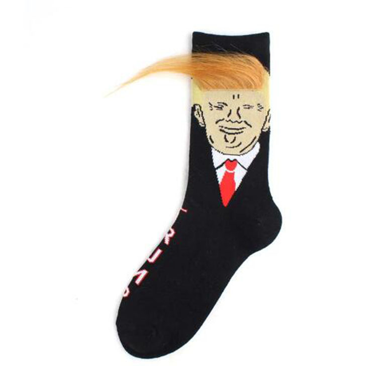 MOQ Kobiety mężczyźni Trump Crew Socks Yellow Hair Funny Cartoon Sports Socks