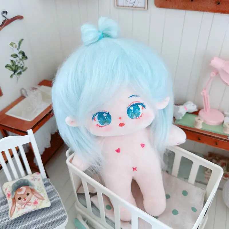 Plush Dolls 20cm Cotton Doll Blue Hair Friends Baby Idol Star Dolls Cute Plush Toys Doll Plushies Toys Goftsl23116