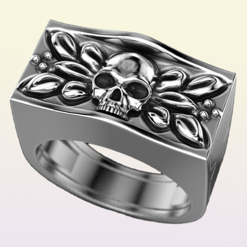 6st European och American New Fashion Creative Skull Head Rings Punk Style Retro Skull Ring Men Women Födelsedagsfest smycken G1062492