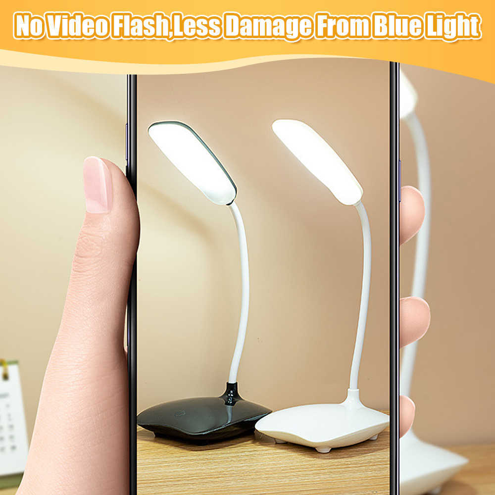 Desk Lamps LED Desk Lamp USB Rechargeable Table Lamp Powered Table Light Three-Speed Touch Dimming Read Lamp Room Bedside Study Night Light P230412