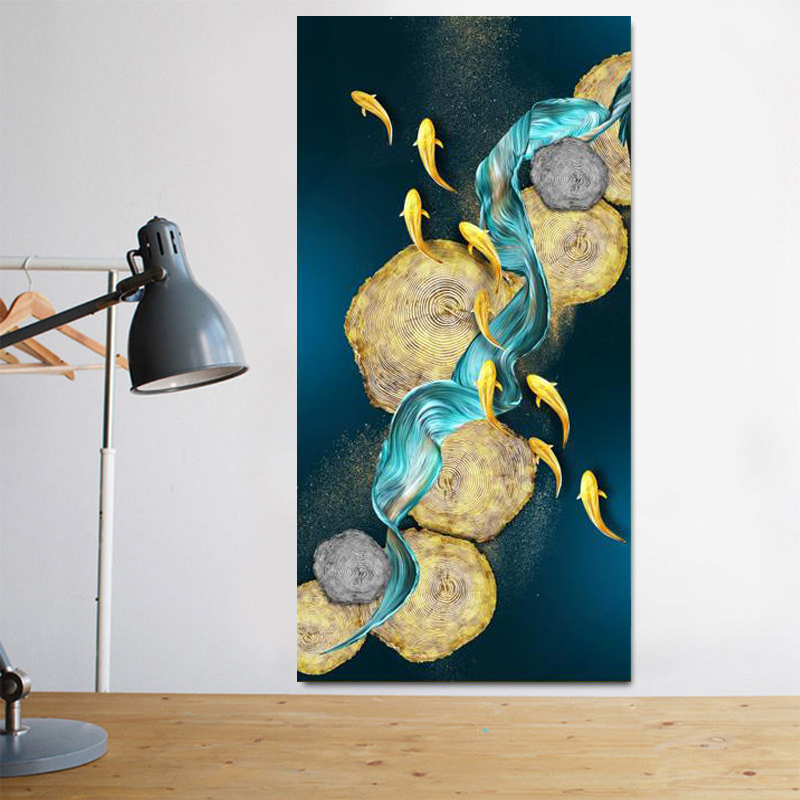 Abstrakt koi bild canvas målar väggkonst feng shui fisk affischer och skriver karp lotus damm bilder för vardagsrumsdekor