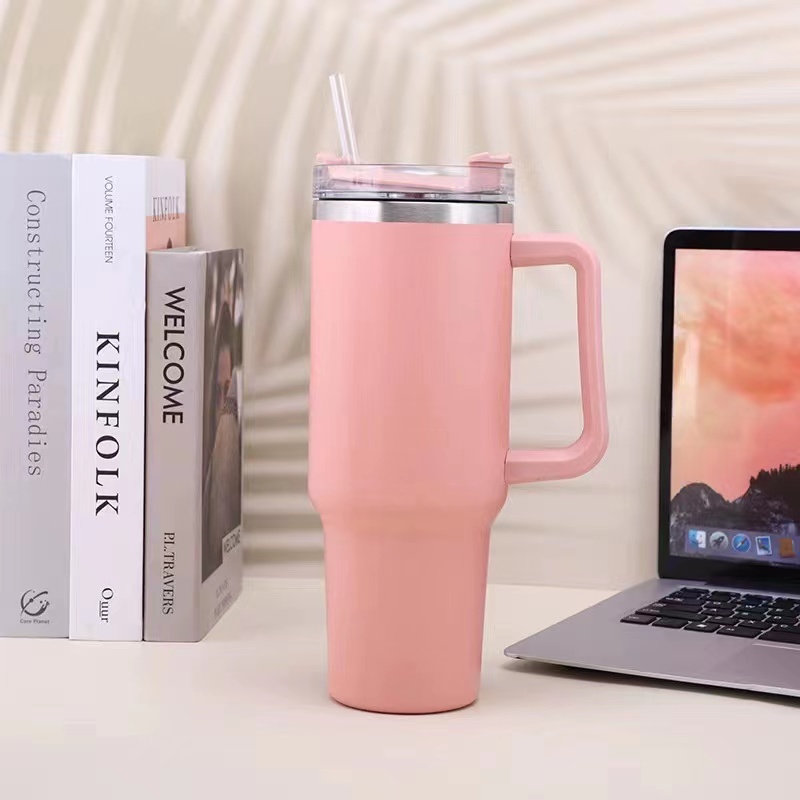 Nuovo bicchiere tazza drinkware, tazze con manico, coperchio bicchiere in acciaio inossidabile isolato con manico, tazza da viaggio auto in paglia, bicchiere da caffè