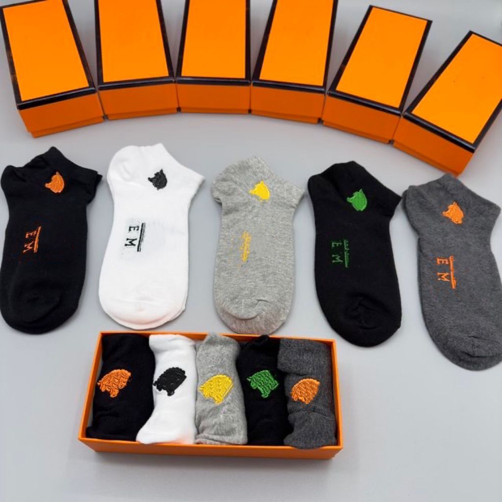 Men sock sports socks Sock Slippers women premium cotton classic letter breathable Orange basketball football outdoor gift box