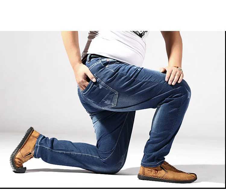 Herren-Jeans, elastische Taille, übergroße Stretch-Jeans, männlich, Übergröße, lockere Hose für große Männer, 13 x 14 x große Yards, 190KGLF231111