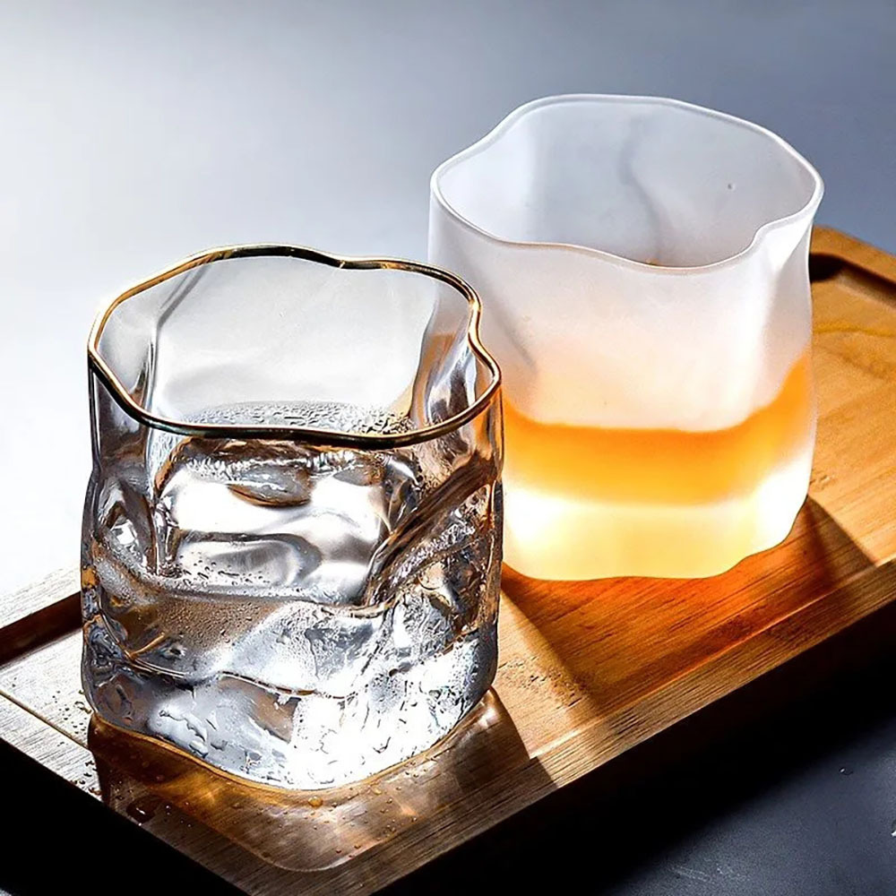 Ins Style Creative Origami Cup Twist Glass Bar Whisky Boccale di birra trasparente Bicchiere da acqua Bicchiere da shot