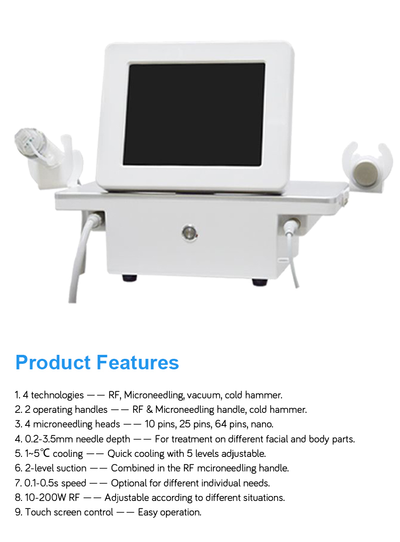 Machine à micro-aiguilles RF fractionnée 2 en 1 pour soins du visage, micro-aiguilles dorées pour la peau, les cicatrices, les vergetures, le traitement, les salons professionnels, les équipements de beauté ménagers