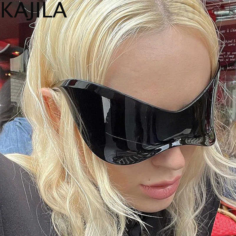 Óculos de sol Oversized Punk Óculos de Sol Sem Aro Feminino Masculino Y2K Esporte Envolvente Óculos de Sol 2023 Nova Moda Futurista Shield Eyewear Shades T230414