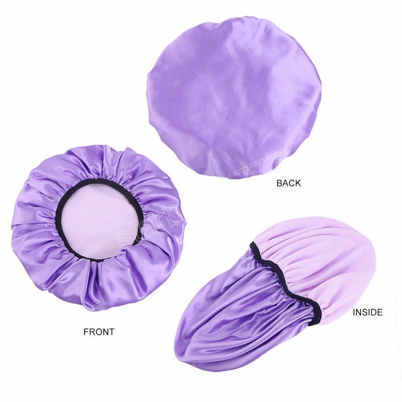 Kvinnor Satin Night Cap Sleep Hat Chemo Caps Elastic Band Hats Hair Care Bonnet Head Scarf Wrap Bandana Cap Nightcap Cover