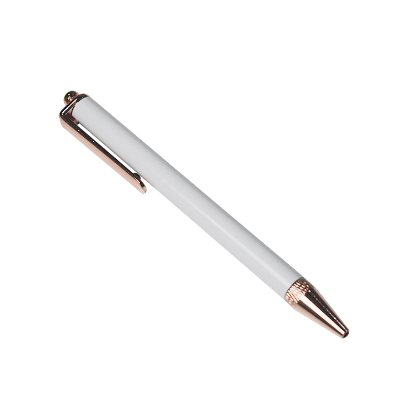 DHL100st Ballpoint Pennor sublimation Diy White Blank Zinc Alloy Round Tip Advertising Pen