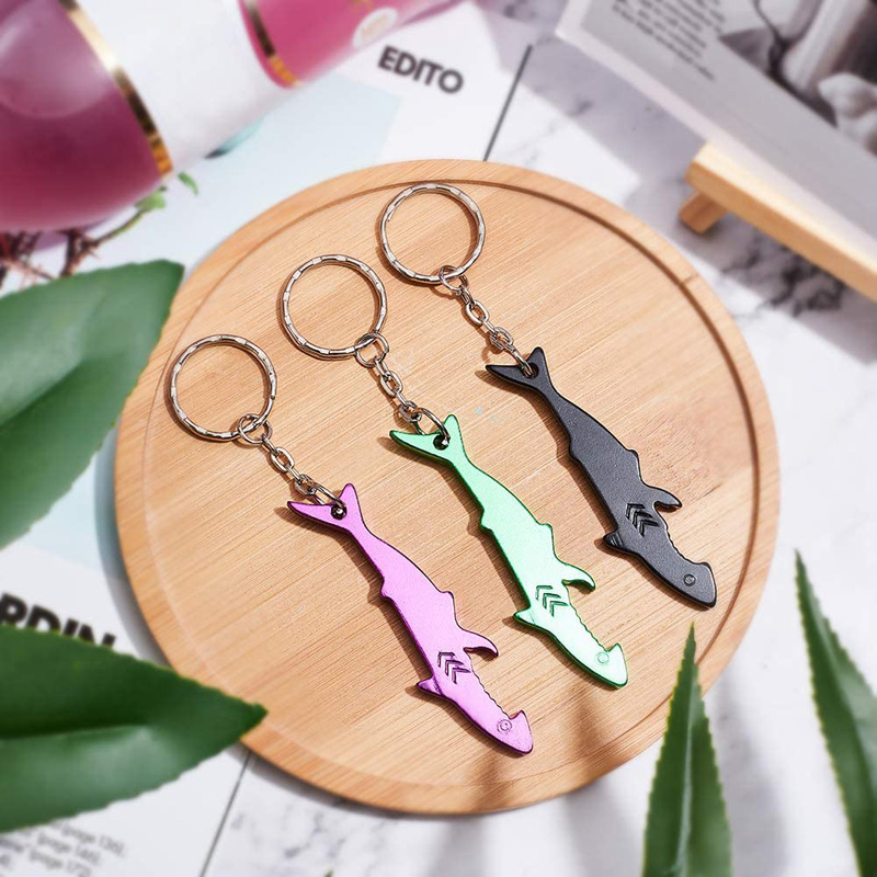 Openers Aluminium Alloy Shark Shaped Bottle Opener Pocketable Keychain Bear Opener for Camping and Traveling