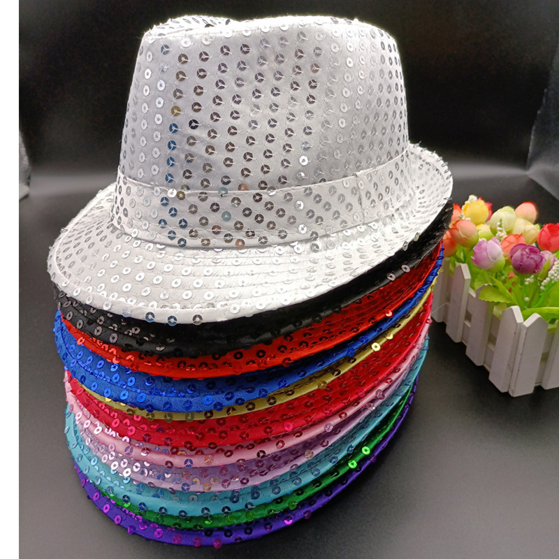 Nowy występ sceniczny Sequin Hat Dziecięcy występ taneczny występ Jazz Hat Adult Men's and Women's Party Festival Gift