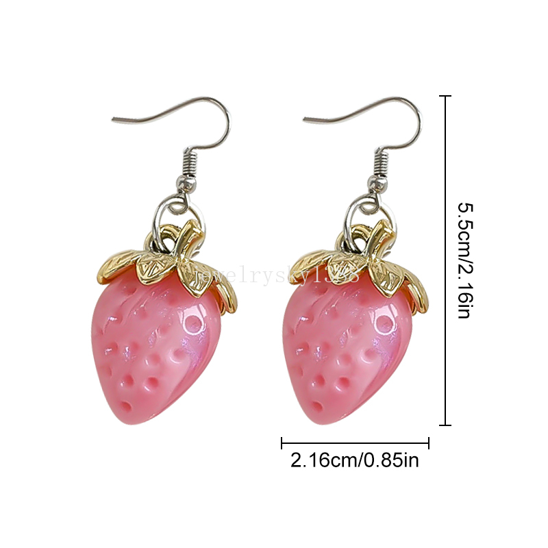 Boucles d'oreilles pendentif fraise en plastique pour femmes et filles, crochets d'oreille en forme de fruits, bijoux doux, accessoires cadeaux, nouvelle collection