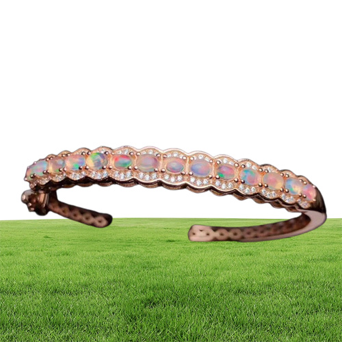 Andra armband 100 verkliga och naturliga Opal Bangle 925 Sterling Silver Fine Jewelry Opalbangle11137998