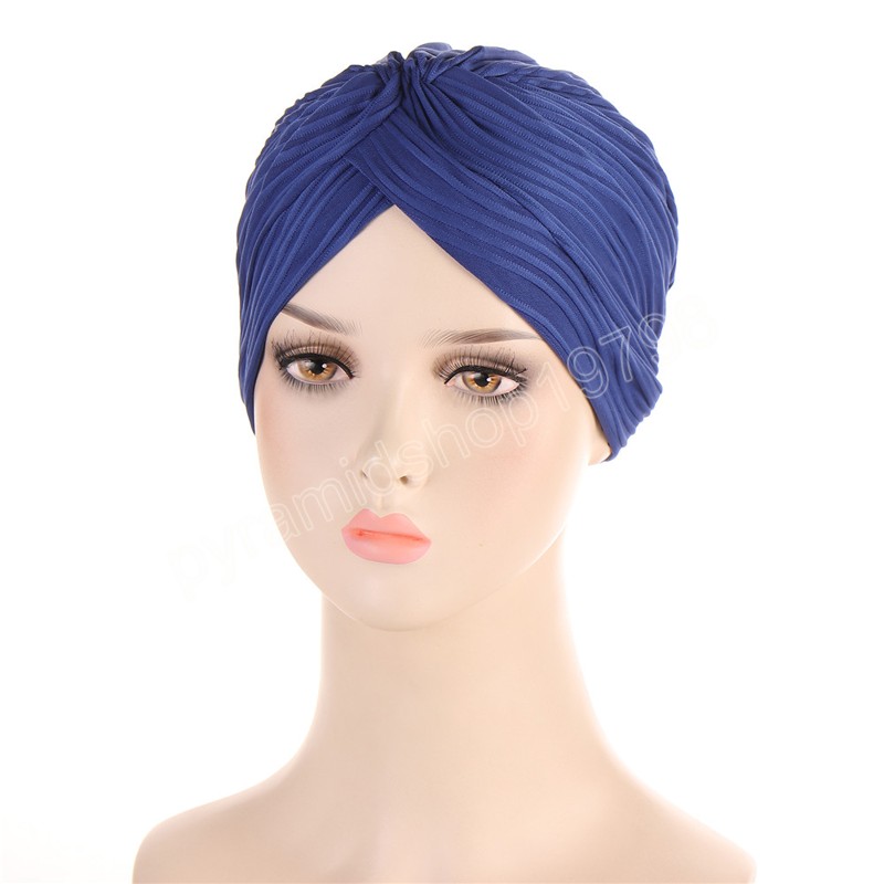 Knot veckade kvinnor muslimska hijab kemo kepsar inre hatt underscarf håravfall motorhuven headwrap turban beanies huvud halsduk